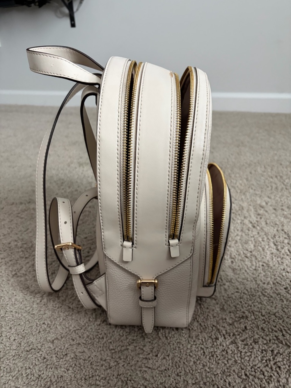 Michael Kors Cream Pebbled Leather Backpack with Gold Hardware - Picture 9 of 9